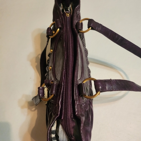 Y2K Gramercy Designs Chunky Capacious Purple Pleated Faux Leather Bag, EUC - Picture 10 of 16